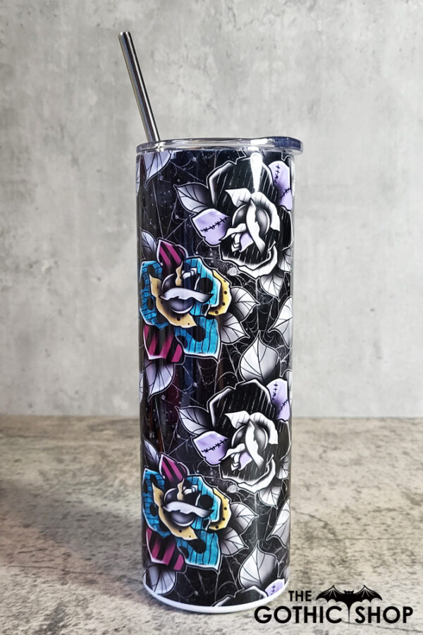 Nightmare Roses Gothic Halloween Skinny Tumbler