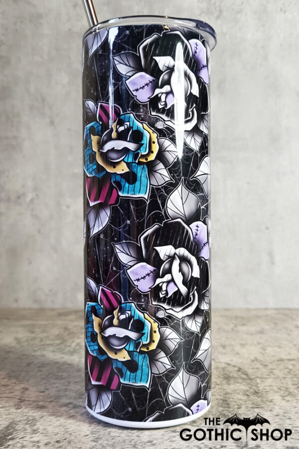 Nightmare Roses Gothic Halloween Skinny Tumbler
