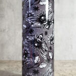 Floral Death Moths Grey Gothic Halloween Skinny Tumbler