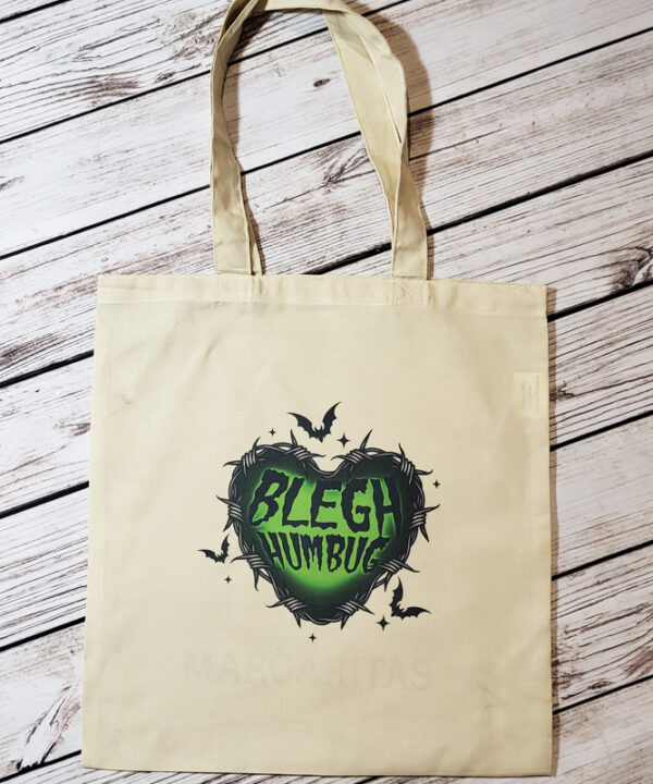 BLEGH Humbug Barbed Green Heart Gothic Print Shopping Tote Bag