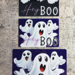 Hey Boo Ghosts Gothic Witchy Halloween Metal Signs