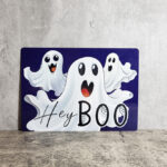 Hey Boo Big Ghosts Gothic Witchy Halloween SMALL Metal Sign