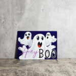Hey Boo Big Ghosts Gothic Halloween X-SMALL Metal Sign