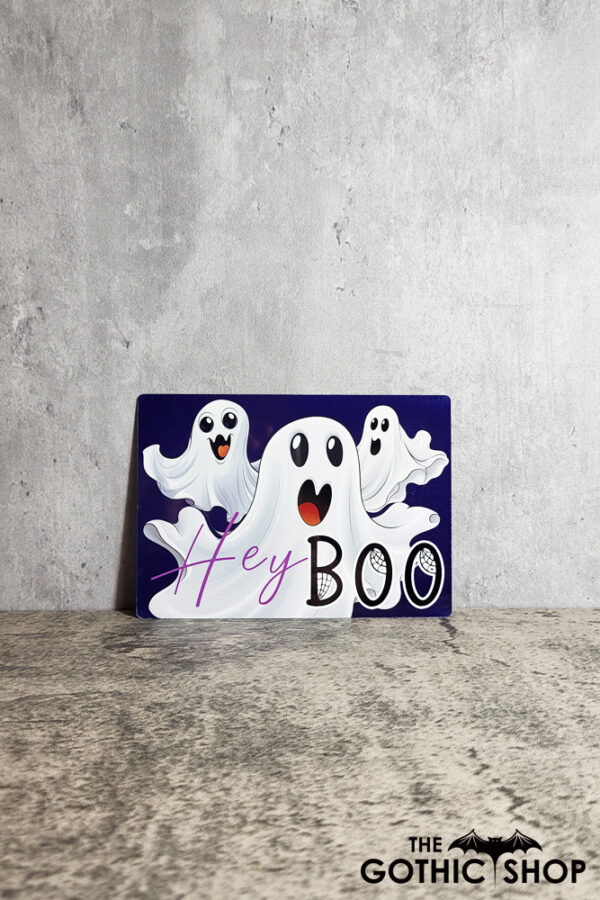 Hey Boo Big Ghosts Gothic Halloween X-SMALL Metal Sign