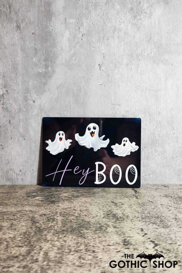 Hey Boo Little Ghosts Gothic Halloween X-SMALL Metal Sign