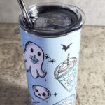 ghostbucks ghosties blue gothic print 20oz straight tumbler preorder