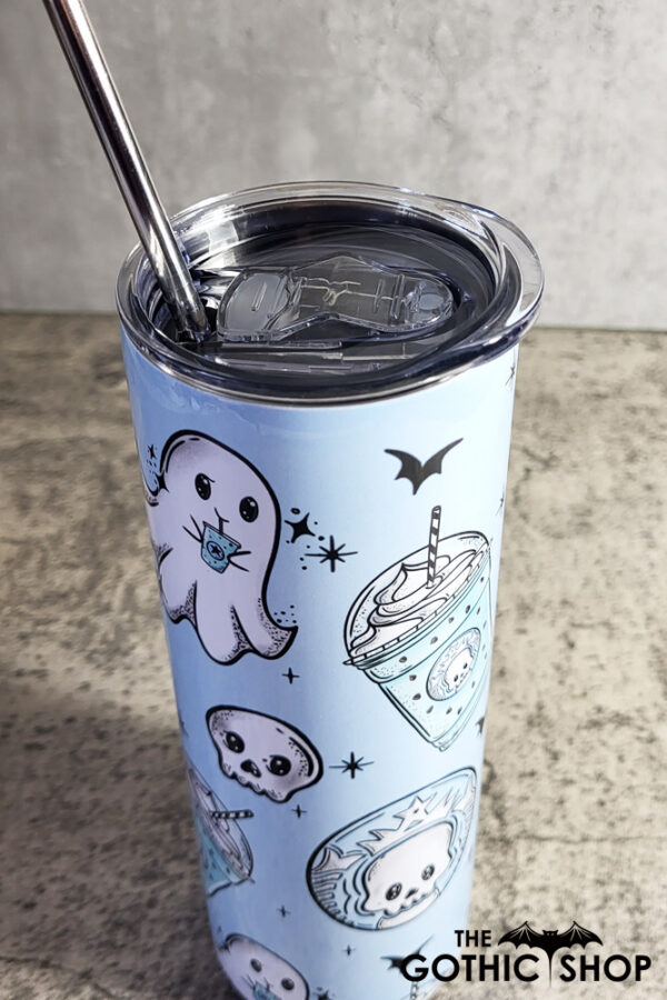 ghostbucks ghosties blue gothic print 20oz straight tumbler preorder