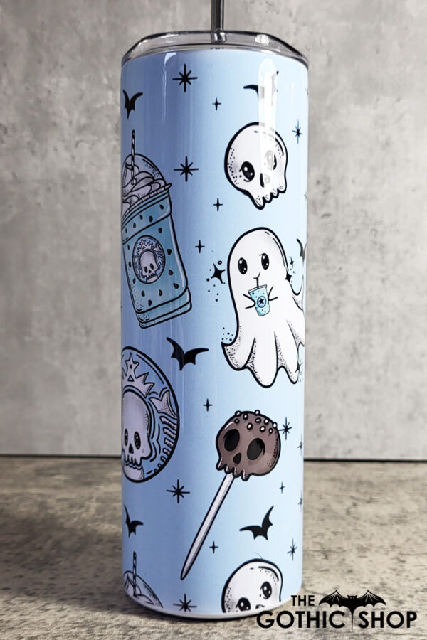 ghostbucks ghosties blue gothic print 20oz straight tumbler preorder