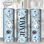 ghostbucks ghosties blue gothic print 20oz straight tumbler with option to personalise