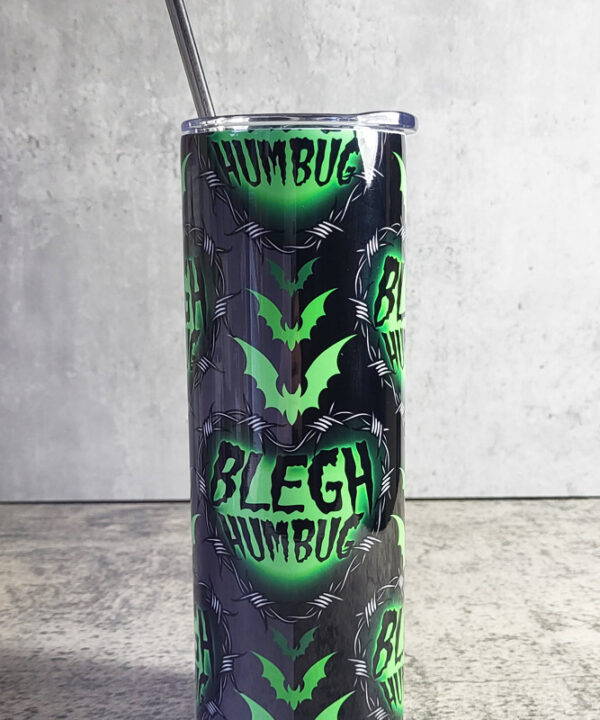 Blegh Humbug Barbed Green Heart Gothic Skinny Tumbler