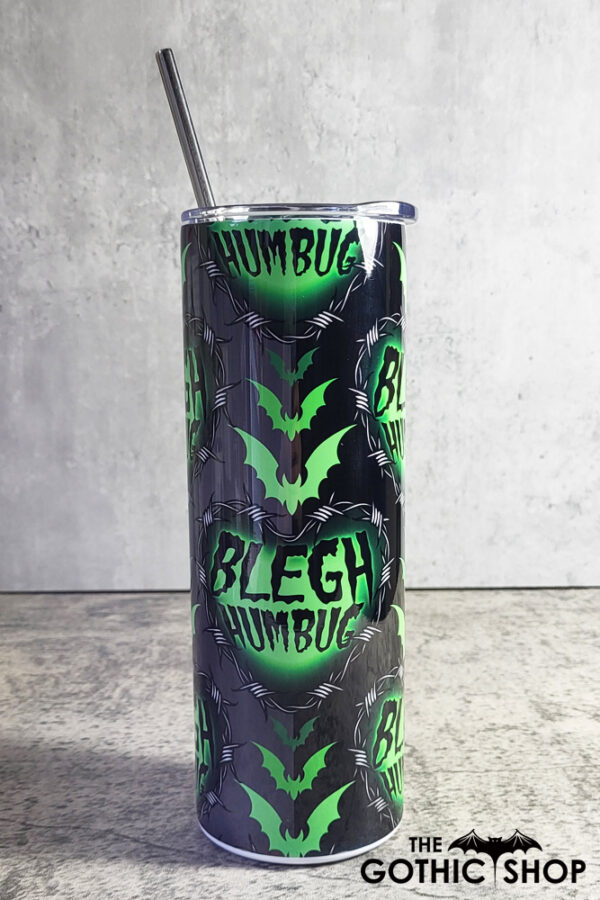 Blegh Humbug Barbed Green Heart Gothic Skinny Tumbler
