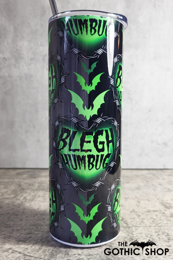 Blegh Humbug Barbed Green Heart Gothic Skinny Tumbler