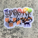 Spooky Vibes Black Cat Holographic Gothic Witchy Halloween Sticker