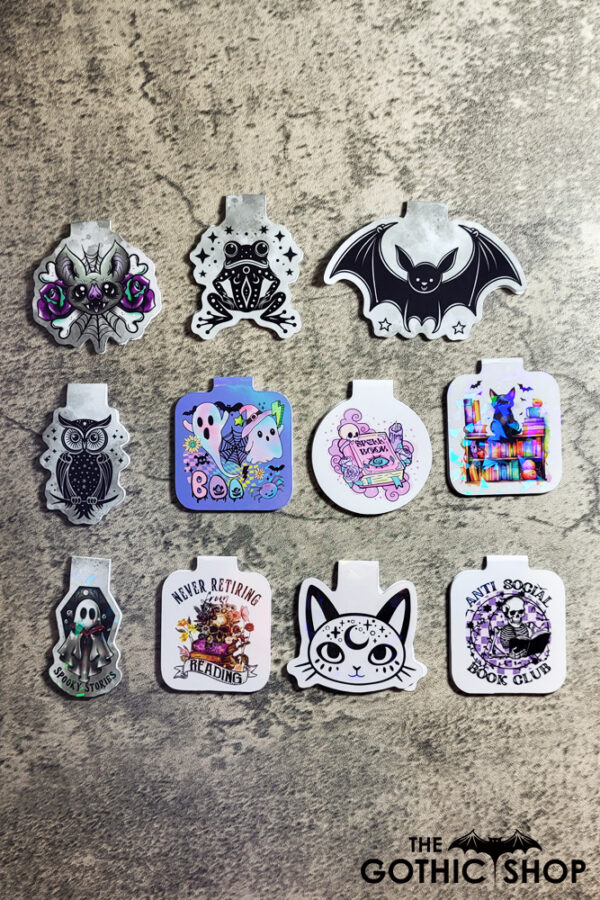 Spooky gothic and witchy magnetic bookmarks