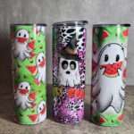 Ghosties BatMelons Green Gothic Halloween Skinny Tumbler