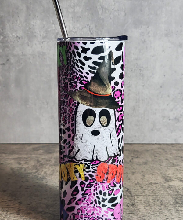 Spooky Ghost Leopard Gothic Halloween 20oz Straight Tumbler