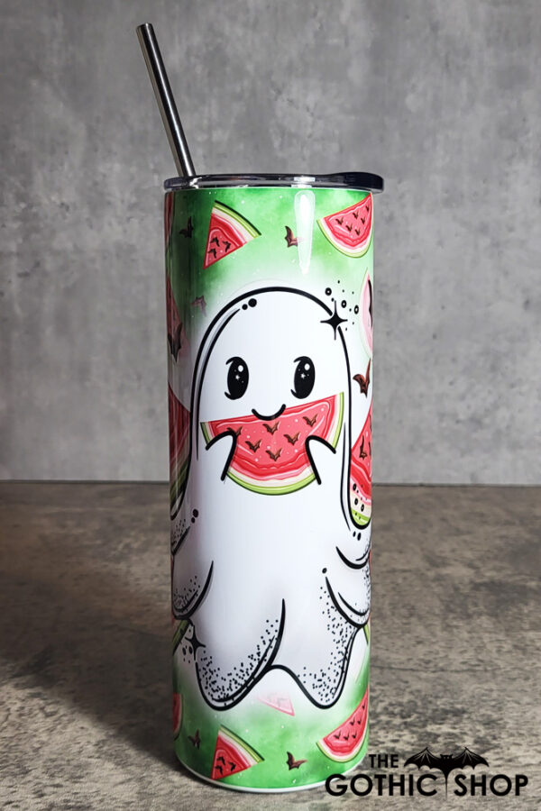 Ghostie BatMelon Gothic Halloween Skinny Tumbler