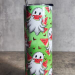 Ghosties BatMelons Green Gothic Halloween Skinny Tumbler