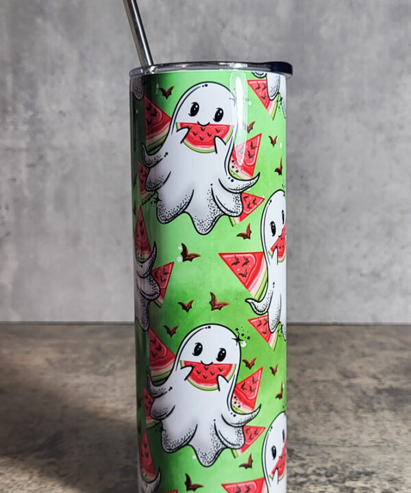 Ghosties BatMelons Green Gothic Halloween Skinny Tumbler