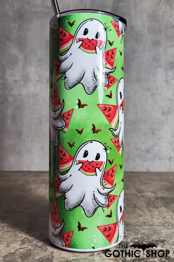 Ghosties BatMelons Green Gothic Halloween Skinny Tumbler