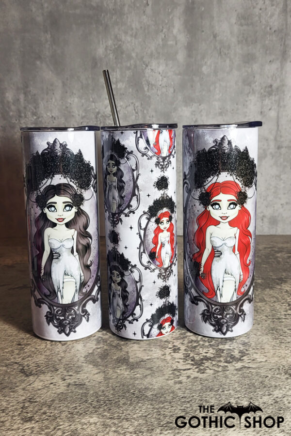 Cameo Zombie Bride Gothic Halloween Skinny Tumblers