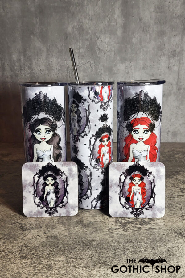 Cameo Zombie Bride Gothic Halloween Skinny Tumblers and coasters