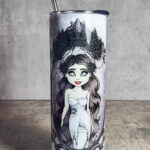 Cameo Zombie Bride with Black Hair Gothic Halloween Skinny Tumbler