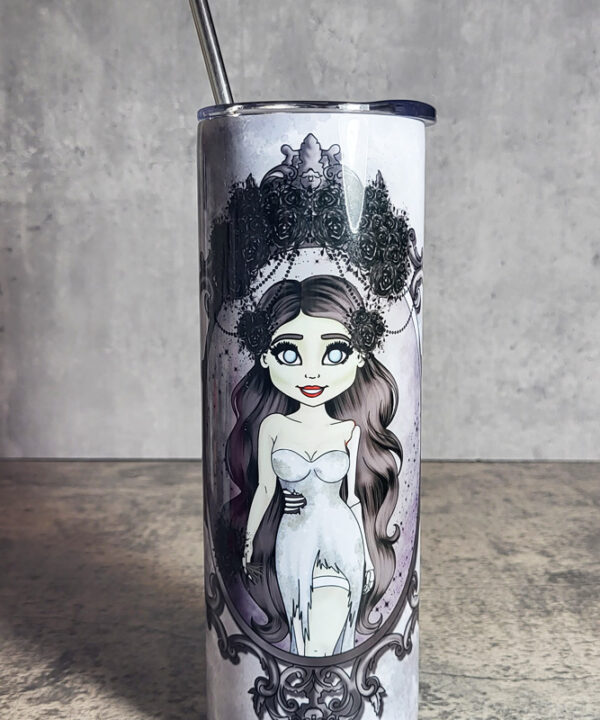 Cameo Zombie Bride with Black Hair Gothic Halloween Skinny Tumbler