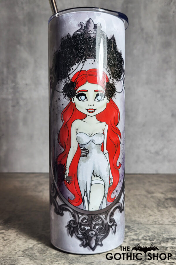 Cameo Zombie Bride with Red Hair Gothic Halloween Skinny Tumbler