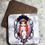 Cameo Zombie Bride with Red Hair 9cm Square Glossy Coaster