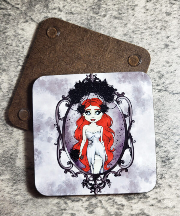 Cameo Zombie Bride with Red Hair 9cm Square Glossy Coaster