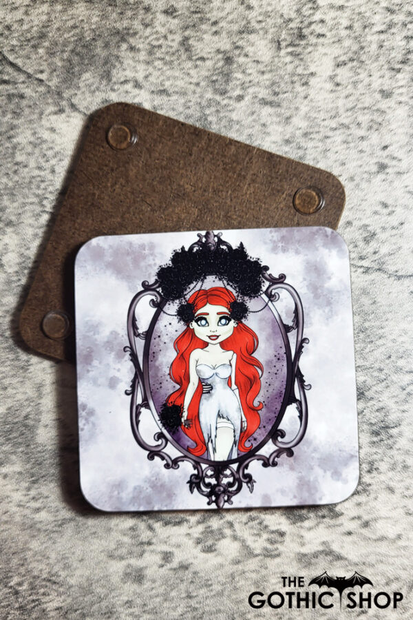 Cameo Zombie Bride with Red Hair 9cm Square Glossy Coaster