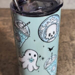 ghostbucks ghosties mint green gothic print 20oz straight tumbler preorder