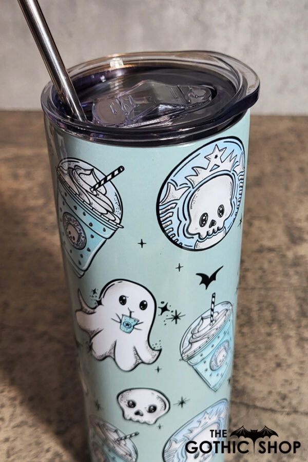ghostbucks ghosties mint green gothic print 20oz straight tumbler preorder
