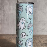 Ghostbucks Ghosties Mint Green Gothic Print Skinny Tumbler