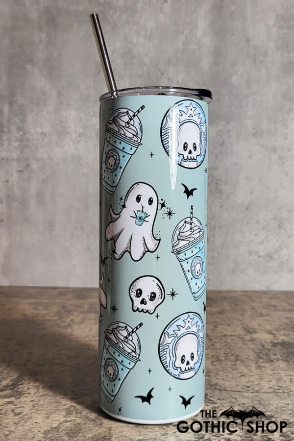 Ghostbucks Ghosties Mint Green Gothic Print Skinny Tumbler