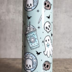 ghostbucks ghosties mint green gothic print 20oz straight tumbler preorder