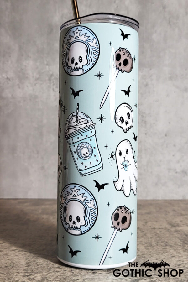 ghostbucks ghosties mint green gothic print 20oz straight tumbler preorder