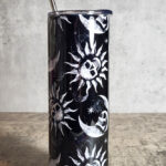 Sun Skull & Moon Skull Black Gothic Skinny Tumbler