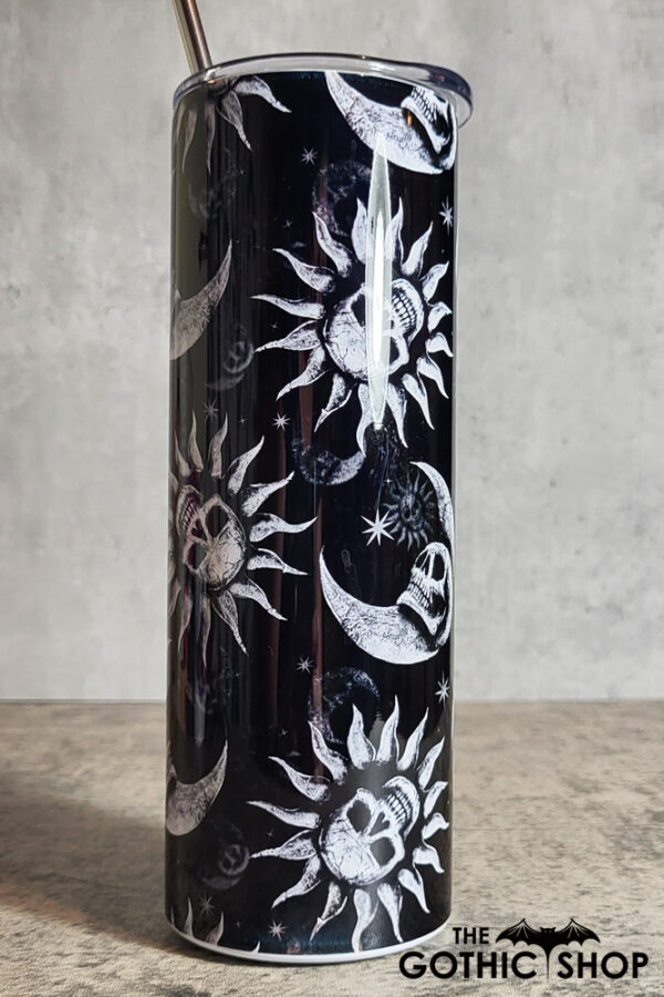 Sun Skull & Moon Skull Black Gothic Skinny Tumbler