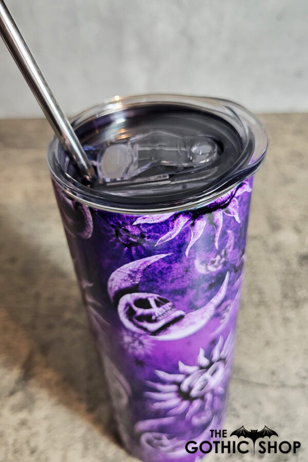 Sun Skull & Moon Skull Purple Gothic Skinny Tumbler