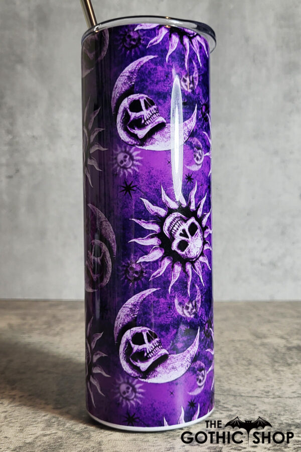 Sun Skull & Moon Skull Purple Gothic Skinny Tumbler