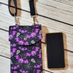Grettel Purple Moths & Cobwebs Little Gothic Halloween Bag for Mobile Phone