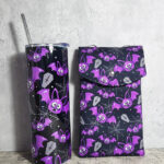 Grettel Purple Moths & Cobwebs Little Gothic Halloween Bag for Mobile Phone and tumbler
