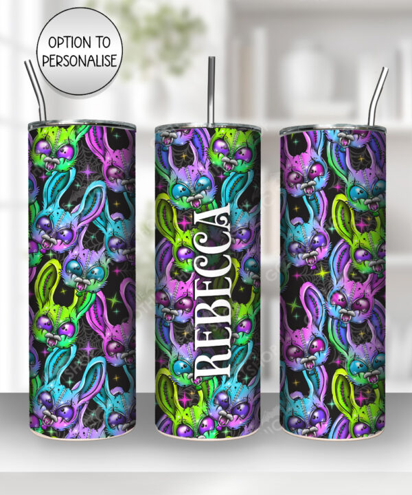 rabzombie zombie bunny gothic halloween 20oz straight tumbler with option to personalise