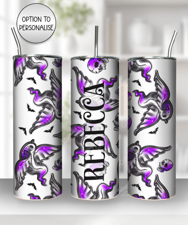 zombie birds & skulls cobwebs gothic halloween 20oz straight tumbler with option to personalise