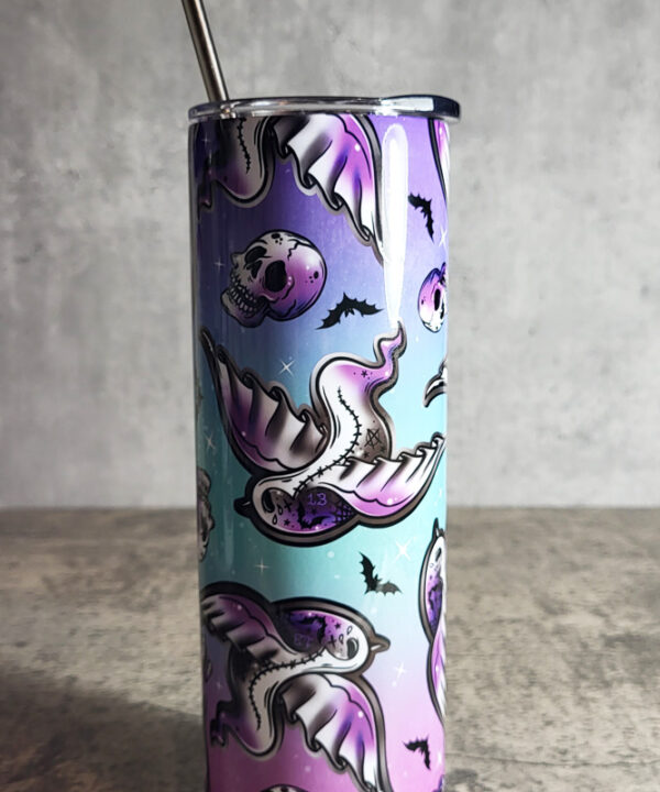 Zombie Birds & Skulls Pastel Gothic Halloween Skinny Tumbler