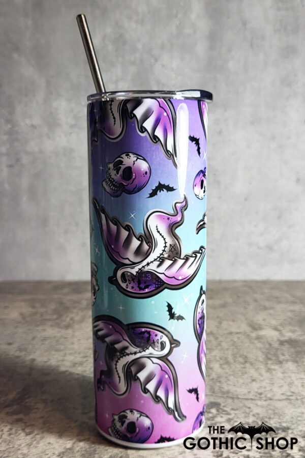 Zombie Birds & Skulls Pastel Gothic Halloween Skinny Tumbler