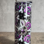 Bat Purple Rose Cobweb Tattoo Black Gothic Halloween Skinny Tumbler