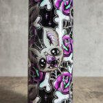 Bat Purple Rose Cobweb Tattoo Black Gothic Halloween Skinny Tumbler
